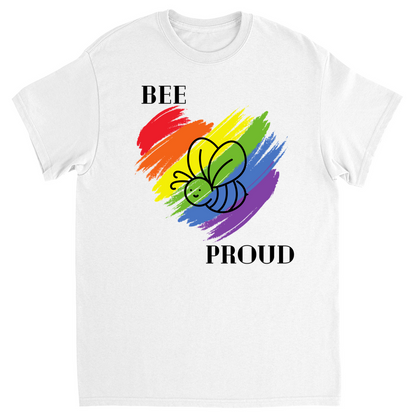 Bee Proud Heart Unisex Adult T-Shirt White Shirts & Tops