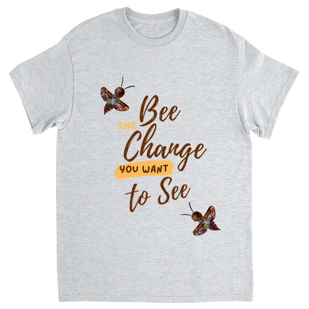 Bee the Change Unisex Adult T-Shirts Ash Grey Shirts & Tops