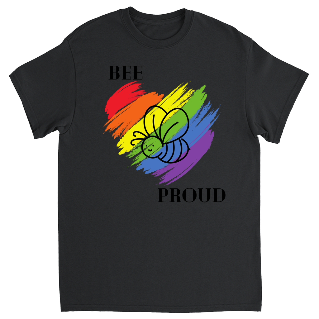Bee Proud Heart Unisex Adult T-Shirt Black Shirts & Tops