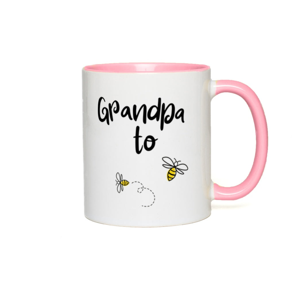 Grandpa to Bee Accent Mug 11 oz White with Pink Accents Coffee & Tea Cups gifts