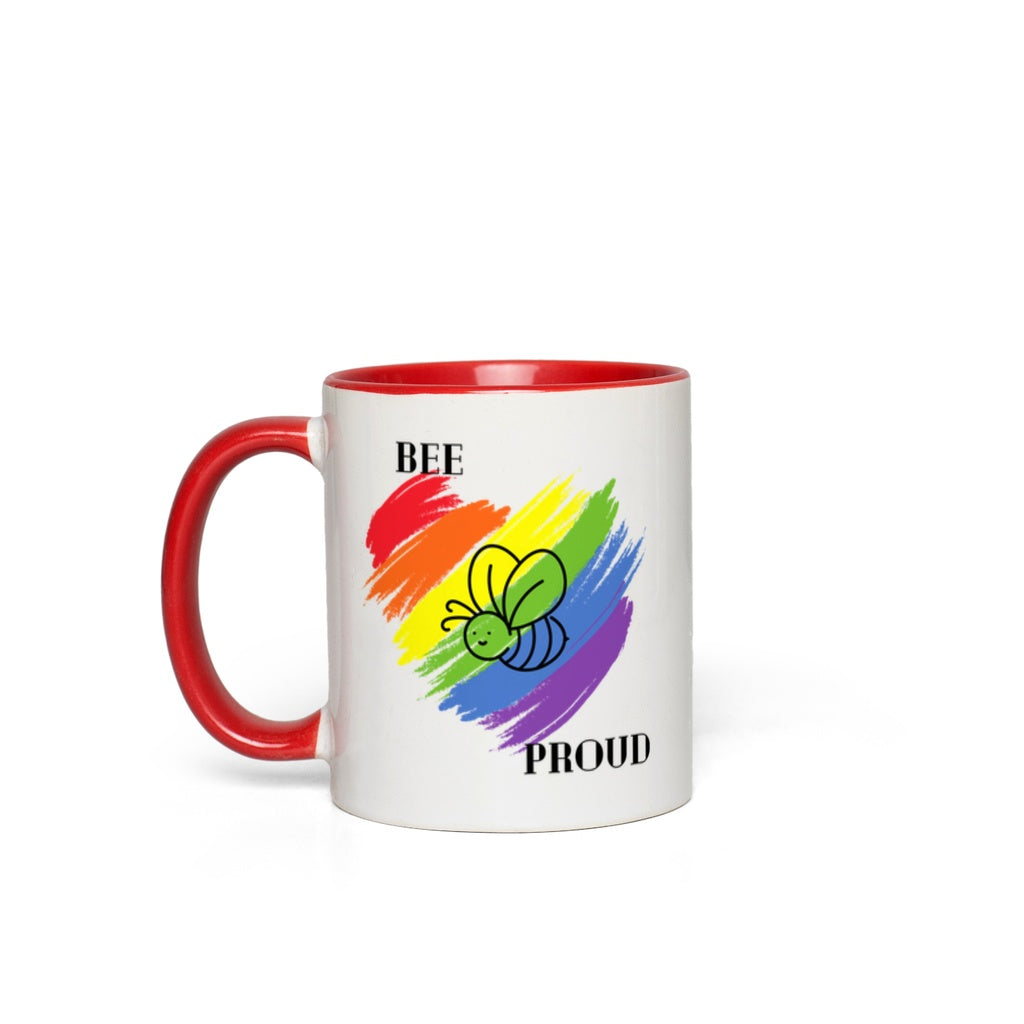 Bee Proud Heart Accent Mug 11 oz White with Red Accents Coffee & Tea Cups gifts