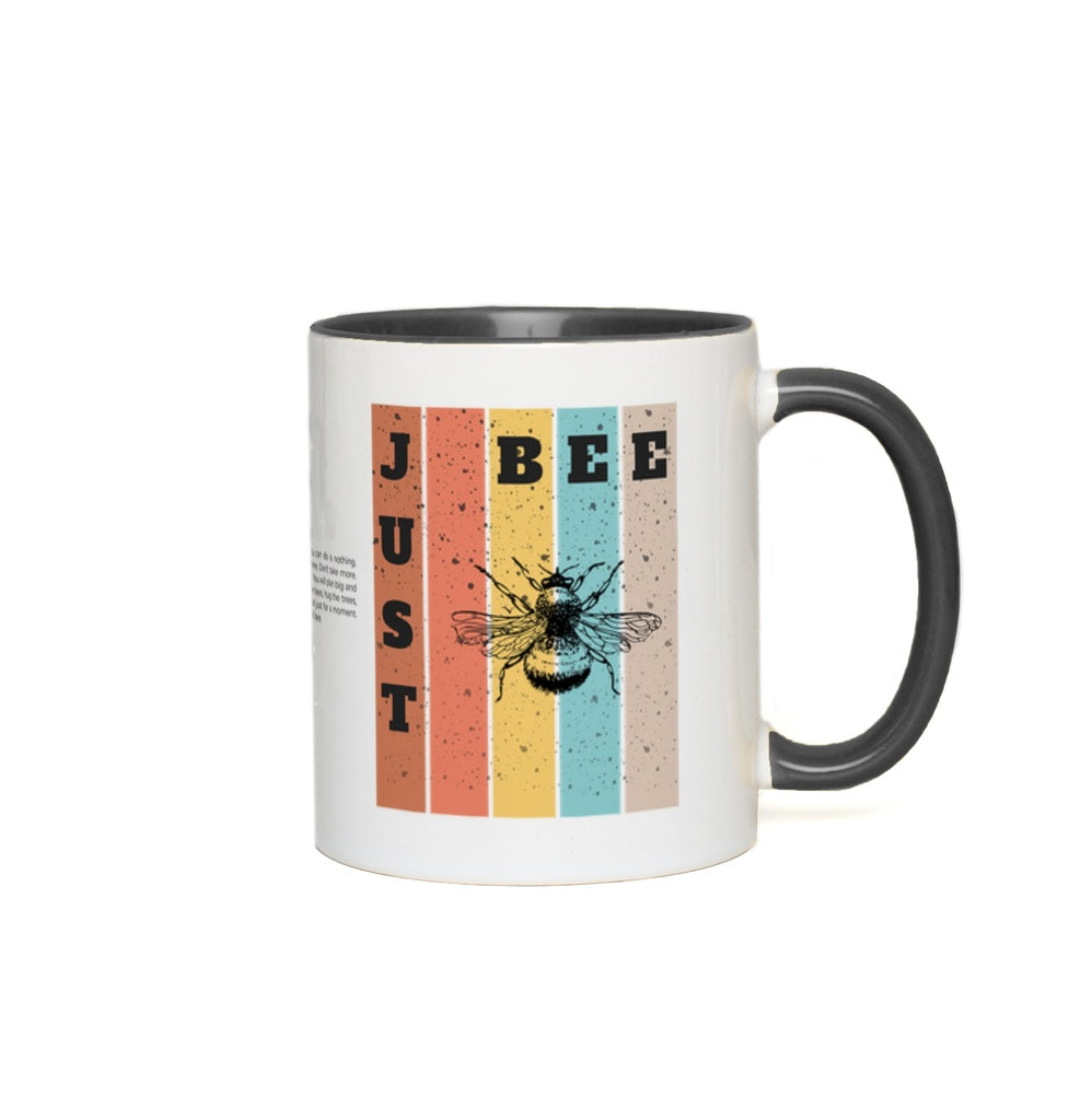 Just Bee Accent Mug 11 oz White with Black Accents Coffee & Tea Cups gifts