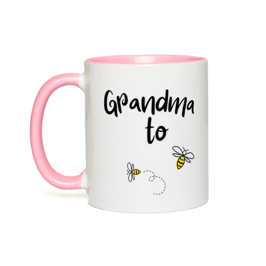 Grandma to Bee Accent Mug 11 oz White with Pink Accents Coffee & Tea Cups gifts