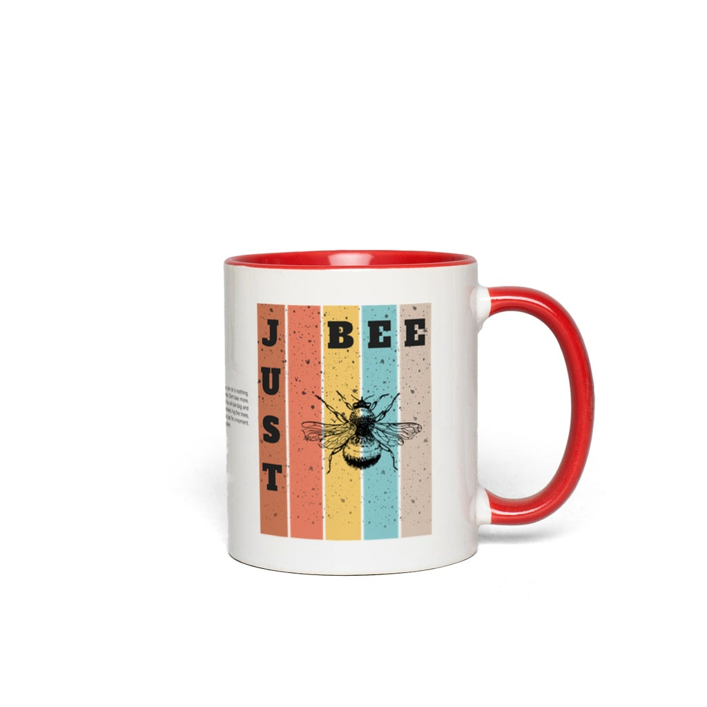 Just Bee Accent Mug 11 oz White with Red Accents Coffee & Tea Cups gifts