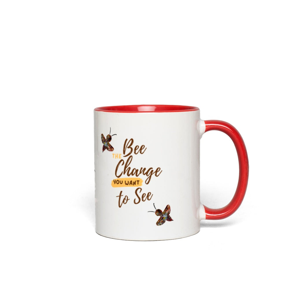 Bee the Change Accent Mug 11 oz White with Red Accents Coffee & Tea Cups gifts