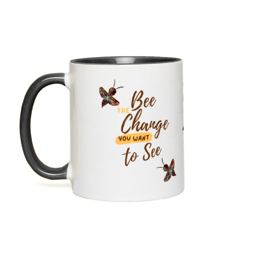 Bee the Change Accent Mug 11 oz White with Black Accents Coffee & Tea Cups gifts