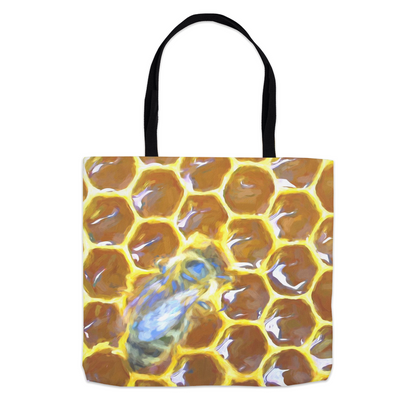 Bee on Honeycomb Tote Bag 13x13 inch Shopping Totes bee tote bag gift for bee lover original art tote bag totes zero waste bag