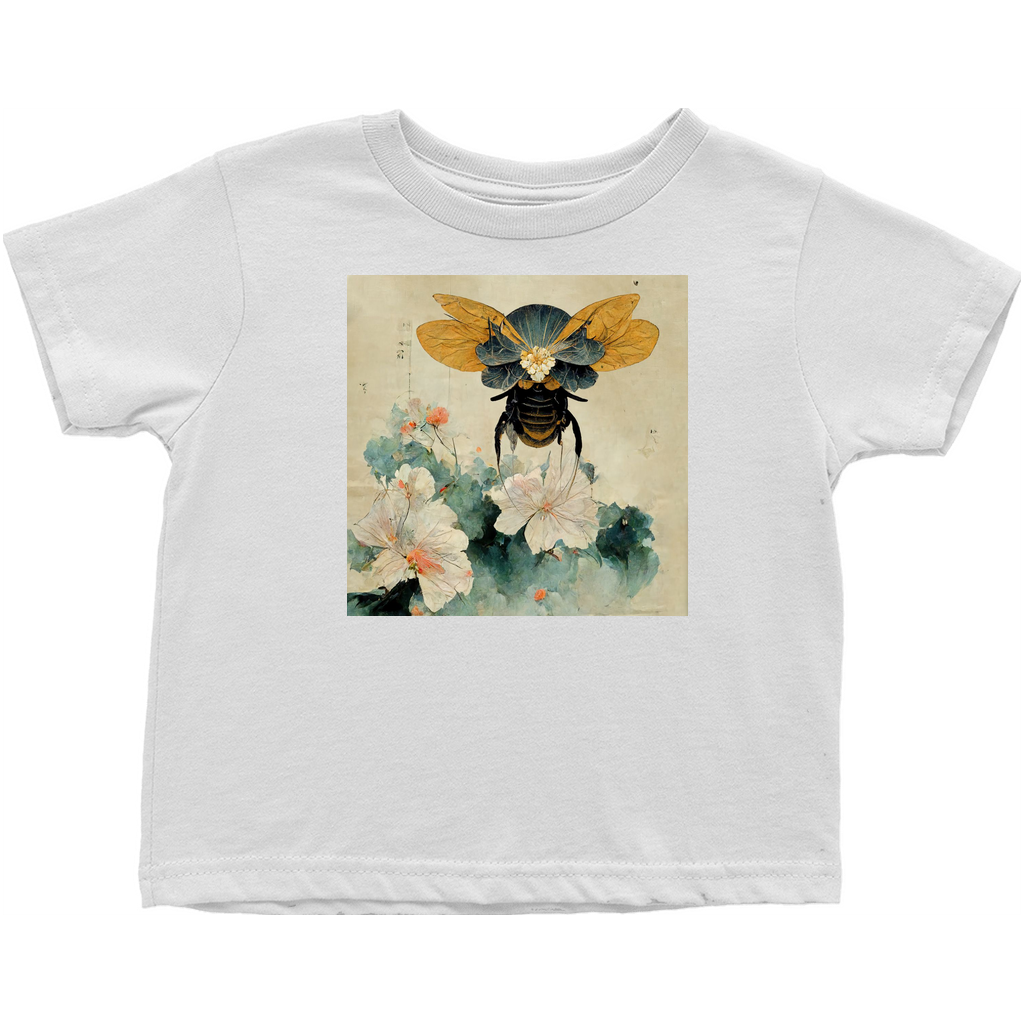 Vintage Japanese Paper Flying Bee Toddler T-Shirt White Baby & Toddler Tops apparel Vintage Japanese Paper Flying Bee