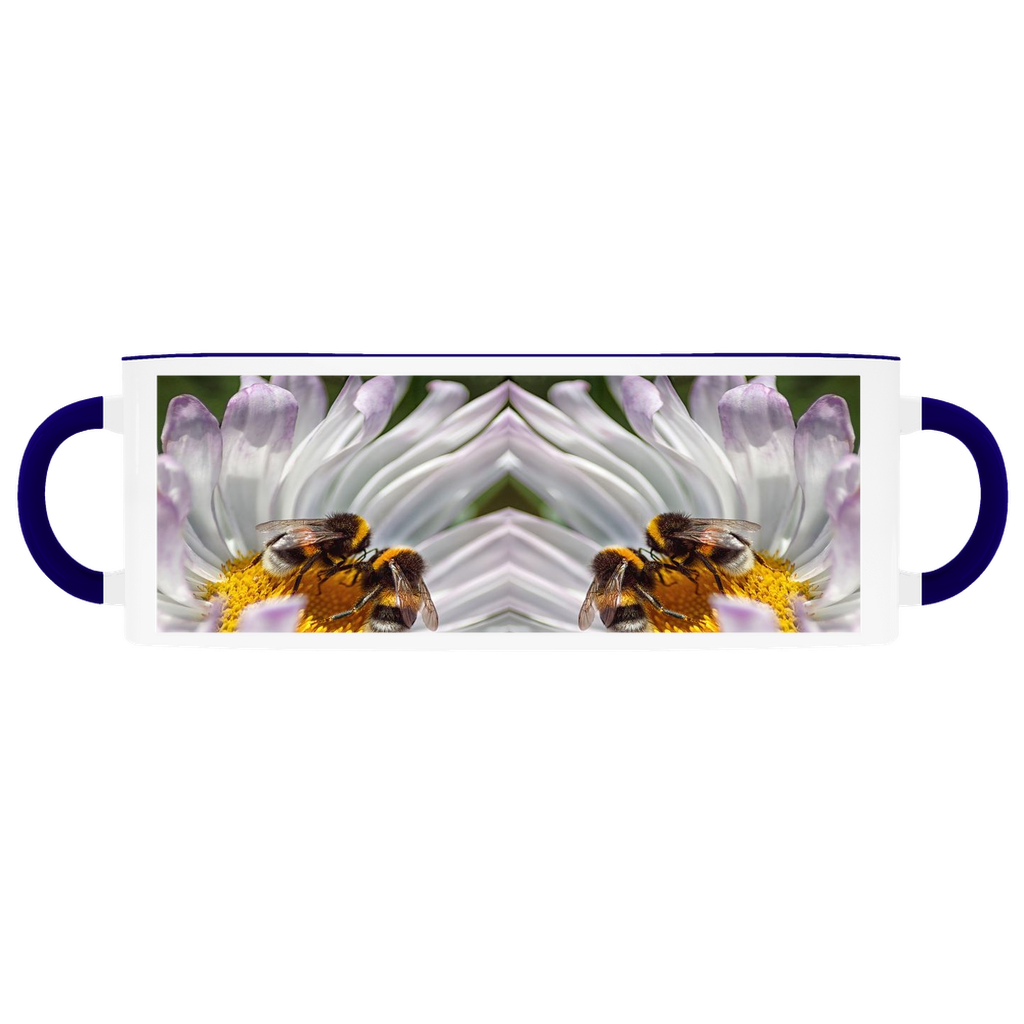 Bees Conspiring Accent Mug 11 oz White With Dark Blue Accents Coffee & Tea Cups gifts