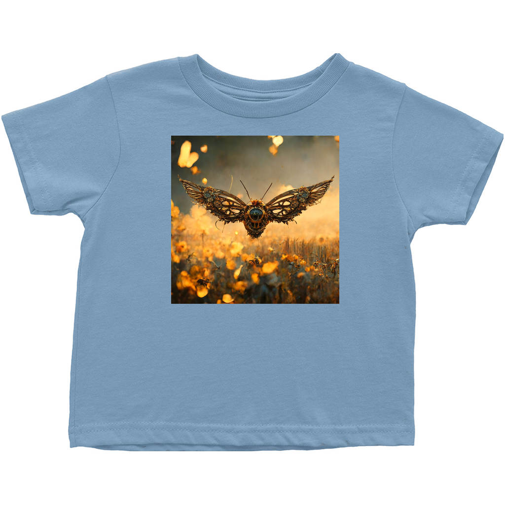 Metal Flying Steampunk Bee Toddler T-Shirt Light Blue Baby & Toddler Tops apparel Metal Flying Steampunk Bee