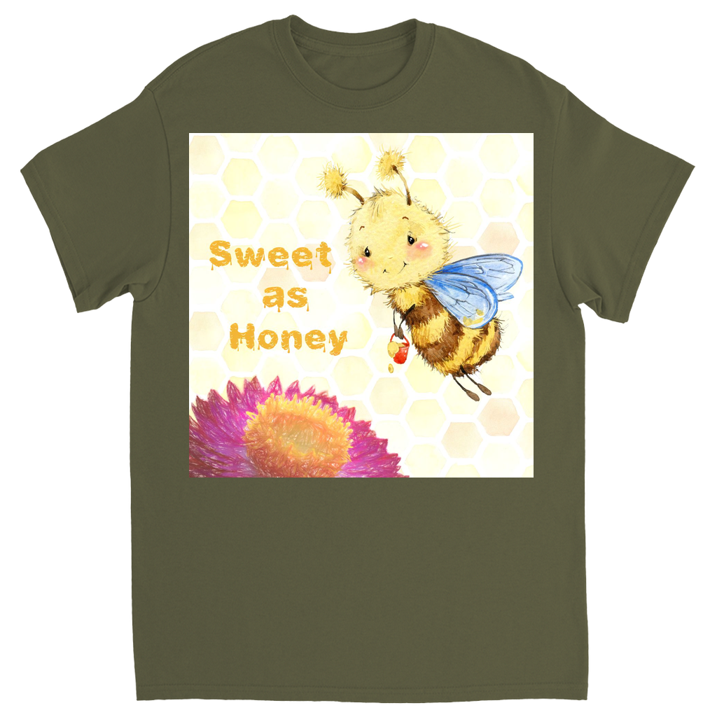 Pastel Sweet as Honey Unisex Adult T-Shirt Military Green Shirts & Tops apparel