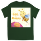 Pastel Bee Happy Unisex Adult T-Shirt Forest Green Shirts & Tops apparel
