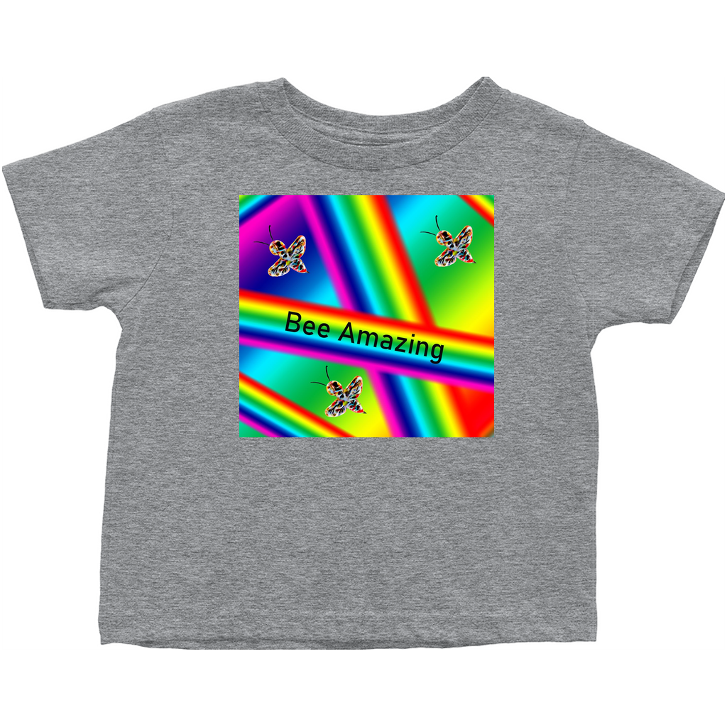 Bee Amazing Rainbow Toddler T-Shirt Heather Grey Baby & Toddler Tops apparel