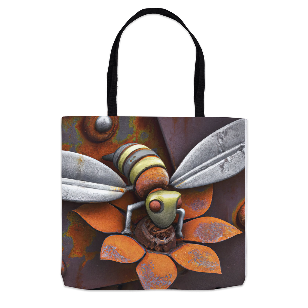 Rusted Bee 14 Tote Bag 16x16 inch Shopping Totes bee tote bag gift for bee lover original art tote bag Rusted Metal Bee 14 totes zero waste bag