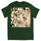 Sepia Bee with Flower Unisex Adult T-Shirt Forest Green Shirts & Tops apparel