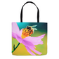 Bee on Delicate Purple Flower Tote Bag 16x16 inch Shopping Totes bee tote bag gift for bee lover gifts original art tote bag totes zero waste bag