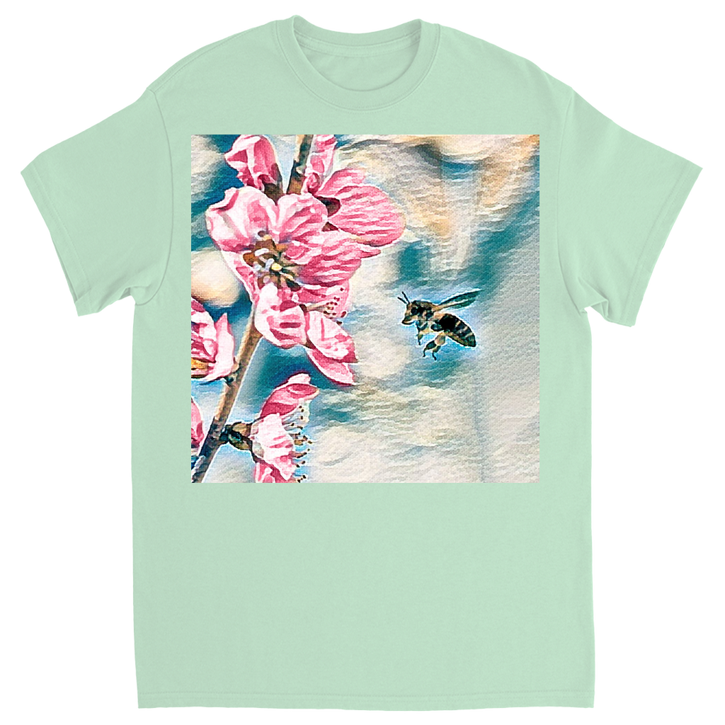 Pencil and Wash Bee with Flower Unisex Adult T-Shirt Mint Shirts & Tops apparel