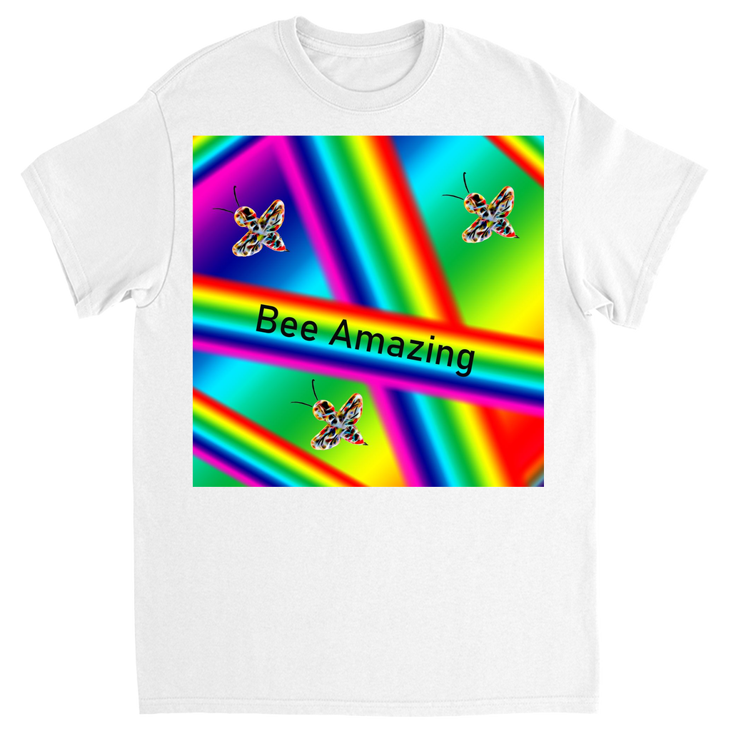 Bee Amazing Rainbow Unisex Adult T-Shirt White Shirts & Tops apparel