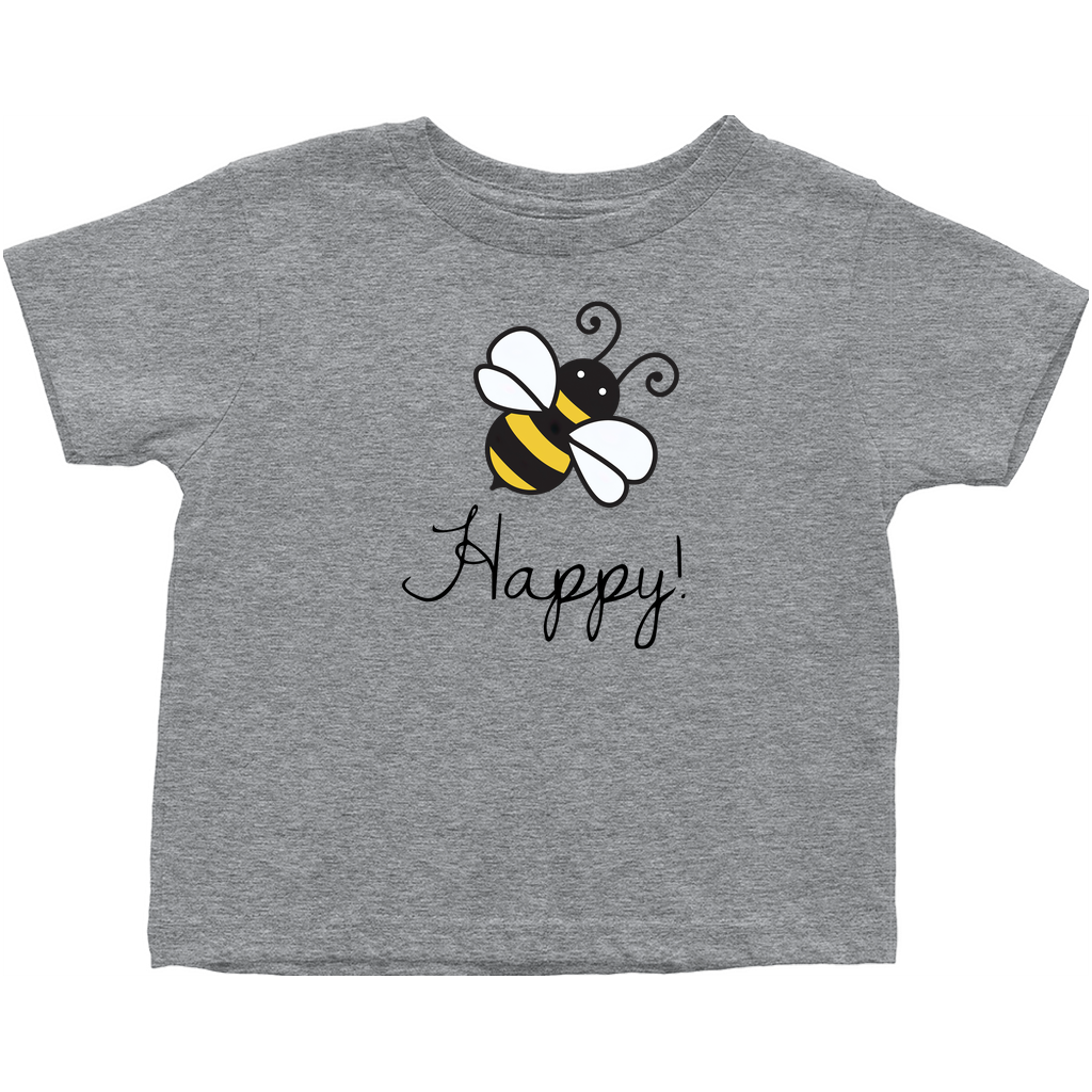 Bee Happy Toddler T-Shirt Heather Grey Baby & Toddler Tops apparel