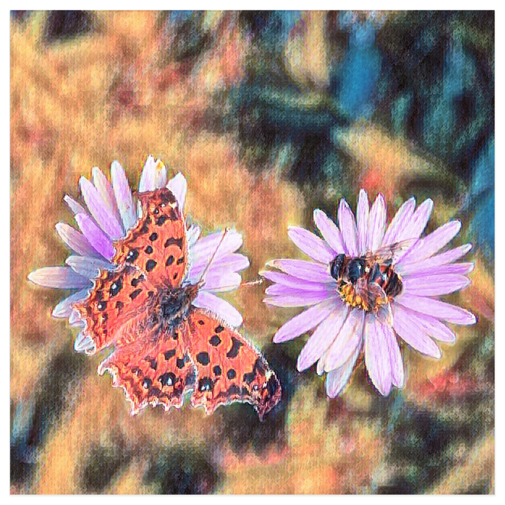 Vintage Butterfly & Bee on Purple Flower Poster 12x12 inch Posters, Prints, & Visual Artwork Poster Prints