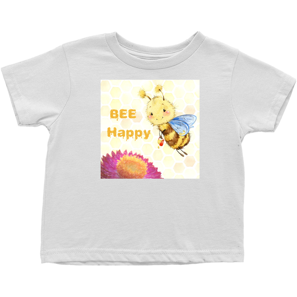 Pastel Bee Happy Toddler T-Shirt White Baby & Toddler Tops apparel
