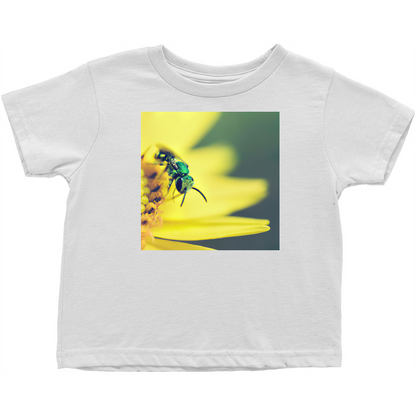 Green Bee Yellow Flower Toddler T-Shirt White Baby & Toddler Tops apparel Green Bee Yellow Flower