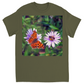 Butterfly & Bee on Purple Flower Unisex Adult T-Shirt Military Green Shirts & Tops apparel