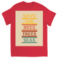 Vintage 70s Tan Save the Bees Trees Seas Unisex Adult T-Shirt Red Shirts & Tops