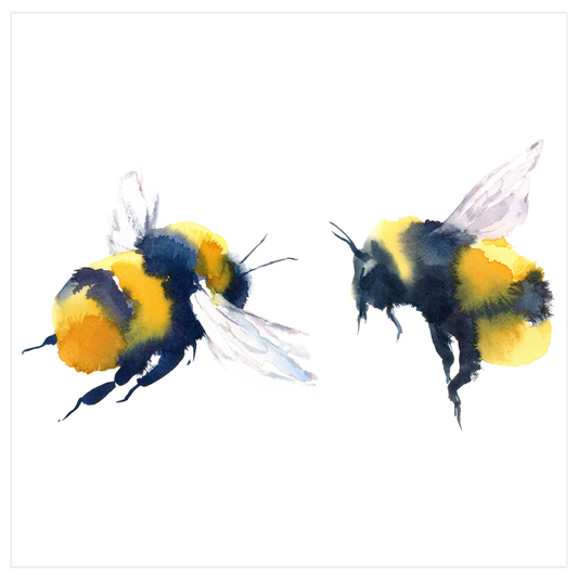 Friendly Flying Bees Poster 12x12 inch Original Art