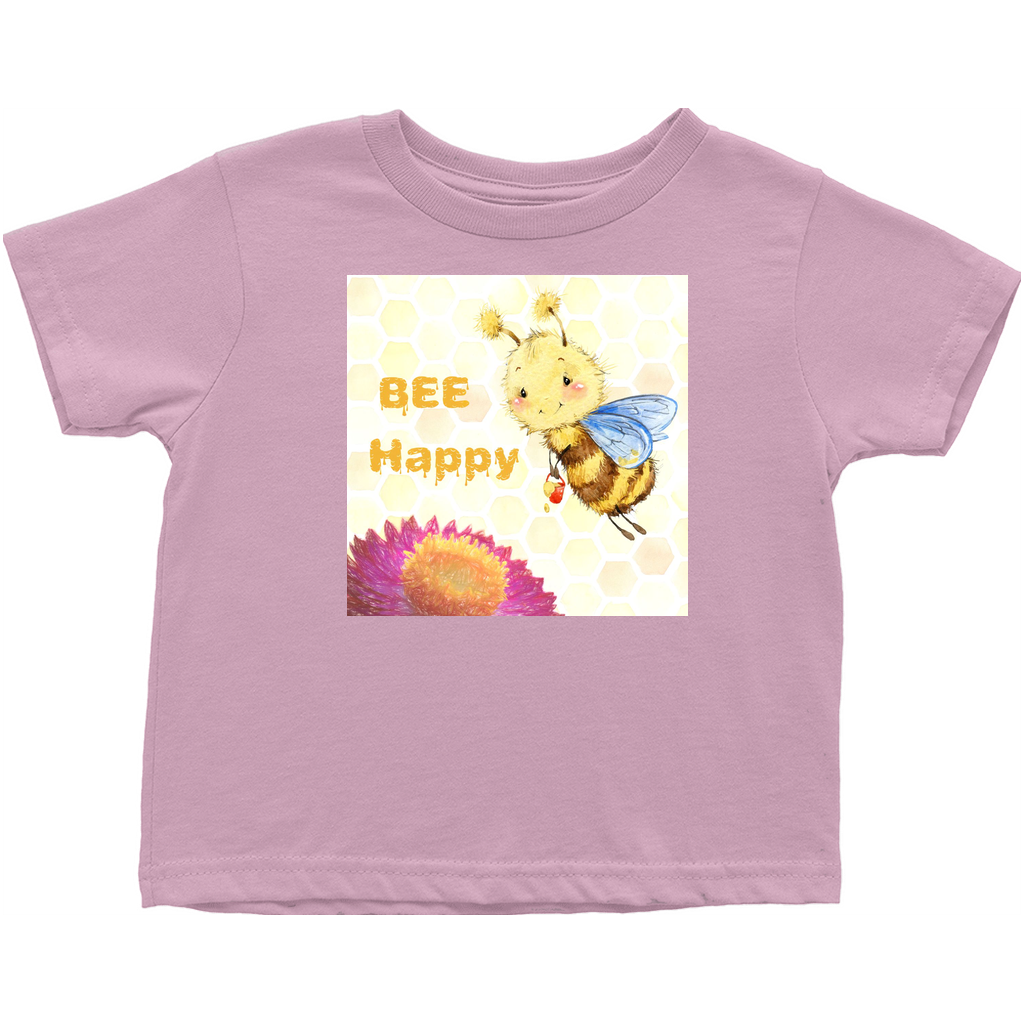 Pastel Bee Happy Toddler T-Shirt Pink Baby & Toddler Tops apparel
