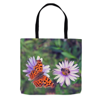 Butterfly & Bee on Purple Flower Tote Bag 13x13 inch Shopping Totes bee tote bag gift for bee lover gifts original art tote bag totes zero waste bag