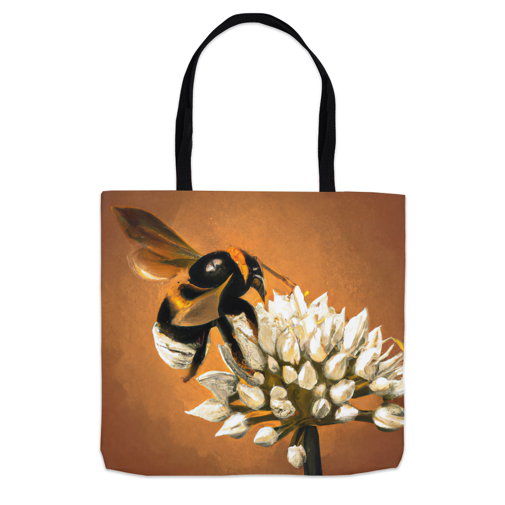 White Flower Welcoming Tote Bag 16x16 inch Shopping Totes bee tote bag gift for bee lover original art tote bag totes White Flower Welcoming zero waste bag