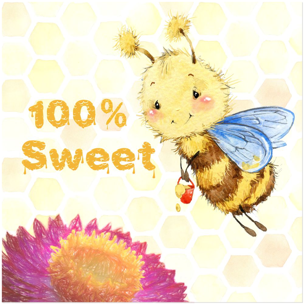 Pastel 100% Sweet Bee - Acrylic Print 20x20 inch Posters, Prints, & Visual Artwork Acrylic Prints Original Art
