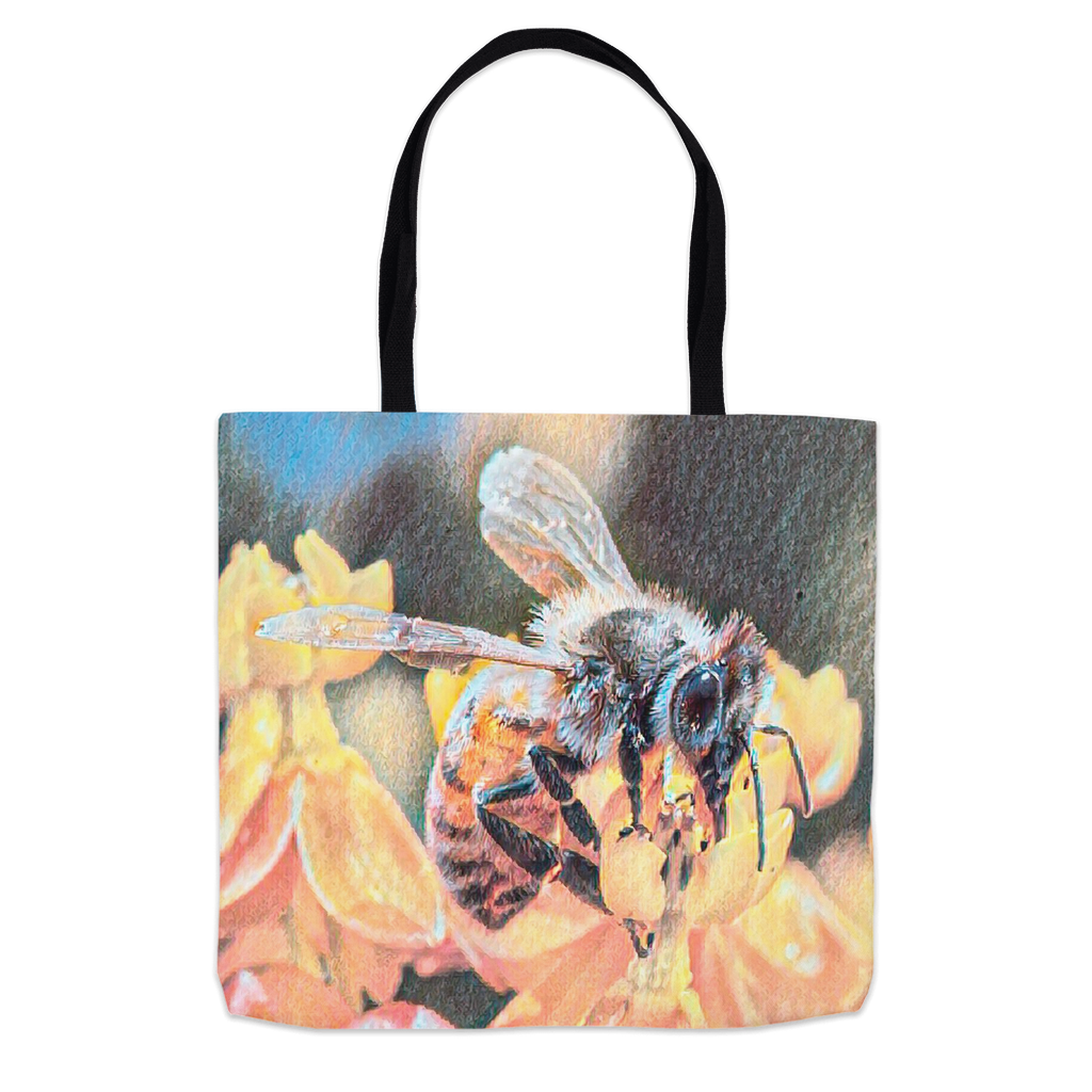 Watercolor Bee Sipping Tote Bag 16x16 inch Shopping Totes bee tote bag gift for bee lover gifts original art tote bag totes zero waste bag