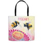 Cheerful Bee Friends Tote Bag 18x18 inch Shopping Totes bee tote bag gift for bee lover gifts original art tote bag totes zero waste bag