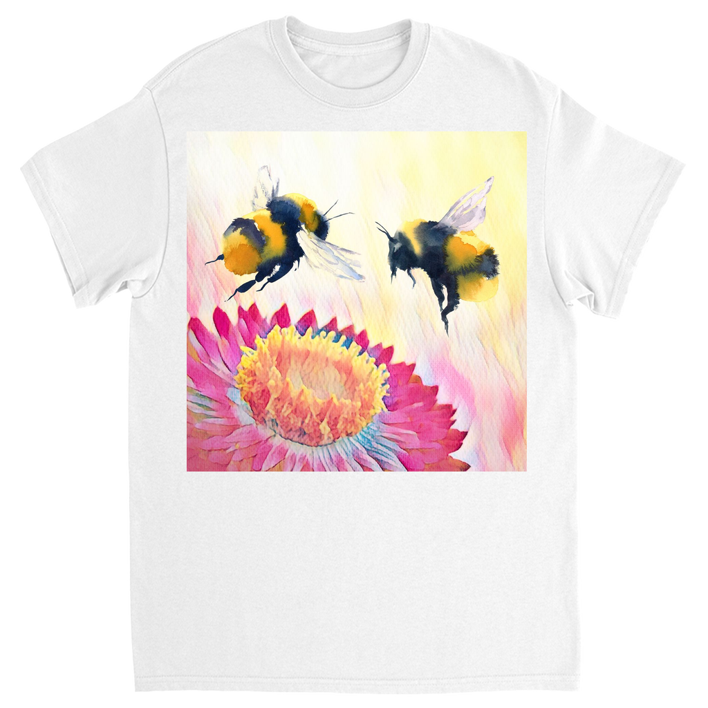 Cheerful Bees Unisex Adult T-Shirt White Shirts & Tops apparel