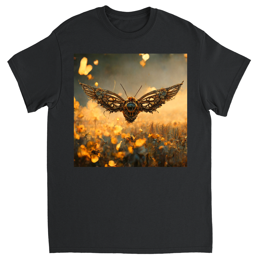 Metal Flying Steampunk Bee Unisex Adult T-Shirt Black Shirts & Tops apparel Metal Flying Steampunk Bee