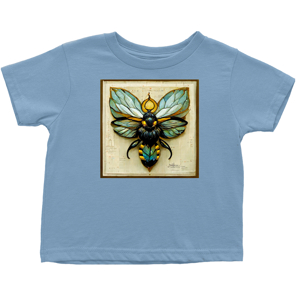 Paper Art Nouveau Bee Toddler T-Shirt Light Blue Baby & Toddler Tops apparel Paper Art Nouveau Bee