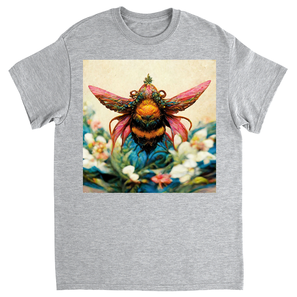Fantasy Bee Hovering on Flower Unisex Adult T-Shirt Sport Grey Shirts & Tops apparel Fantasy Bee Hovering on Flower