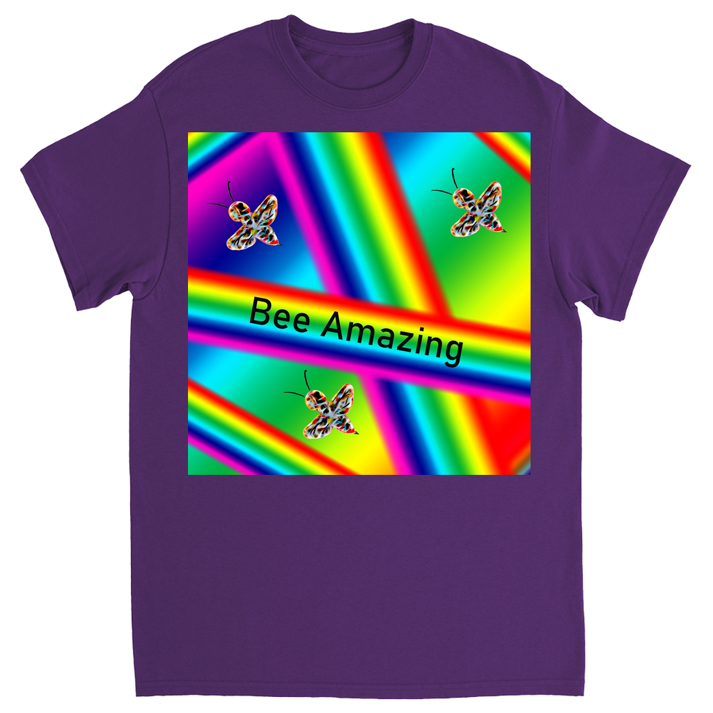 Bee Amazing Rainbow Unisex Adult T-Shirt Purple Shirts & Tops apparel