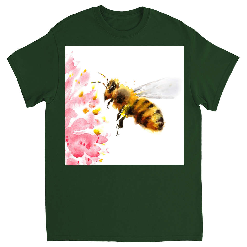 Rustic Bee Gathering Unisex Adult T-Shirt Forest Green Shirts & Tops apparel