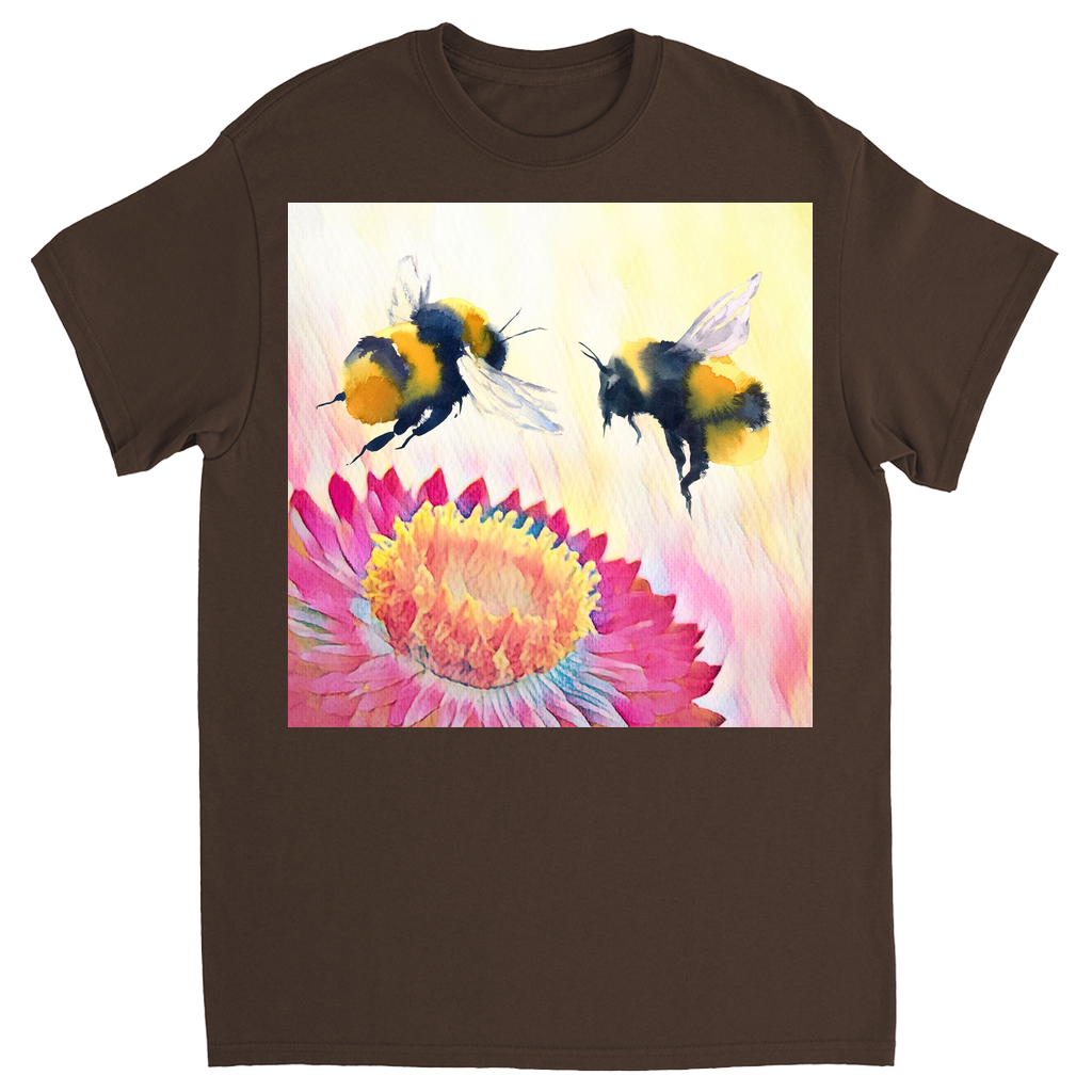 Cheerful Bees Unisex Adult T-Shirt Dark Chocolate Shirts & Tops apparel