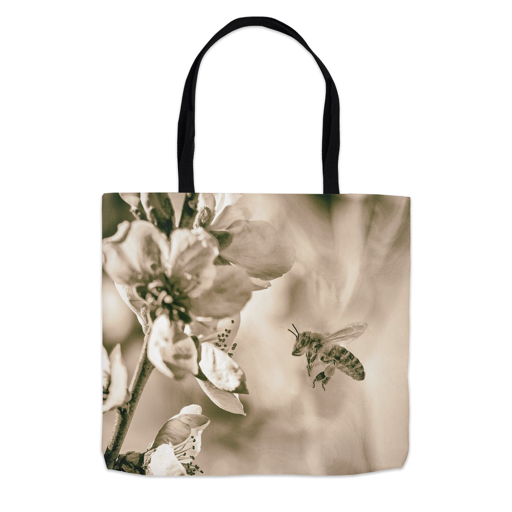 Sepia Bee with Flower Tote Bag Shopping Totes bee tote bag gift for bee lover gifts original art tote bag totes zero waste bag