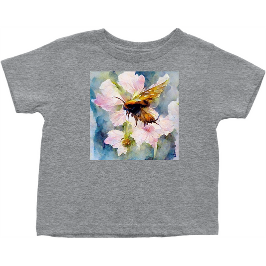 Watercolor Bee Landing on Flower Toddler T-Shirt Heather Grey Baby & Toddler Tops apparel Watercolor Bee Landing on Flower