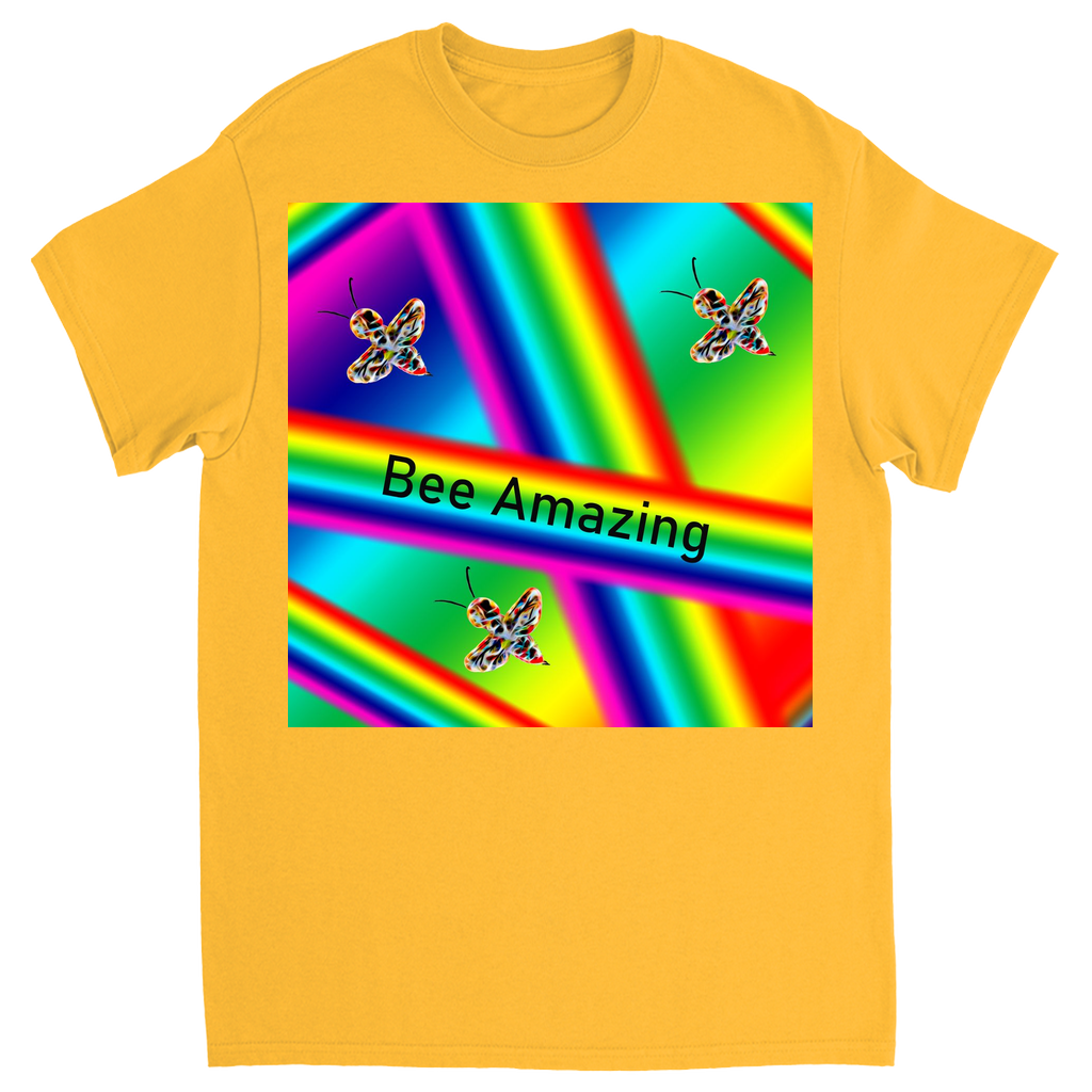 Bee Amazing Rainbow Unisex Adult T-Shirt Gold Shirts & Tops apparel