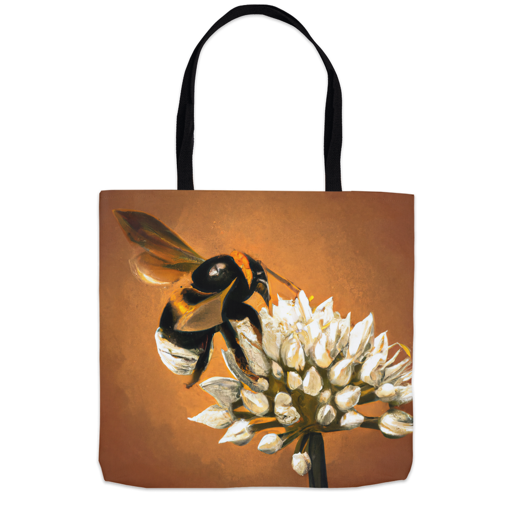 White Flower Welcoming Tote Bag 18x18 inch Shopping Totes bee tote bag gift for bee lover original art tote bag totes White Flower Welcoming zero waste bag