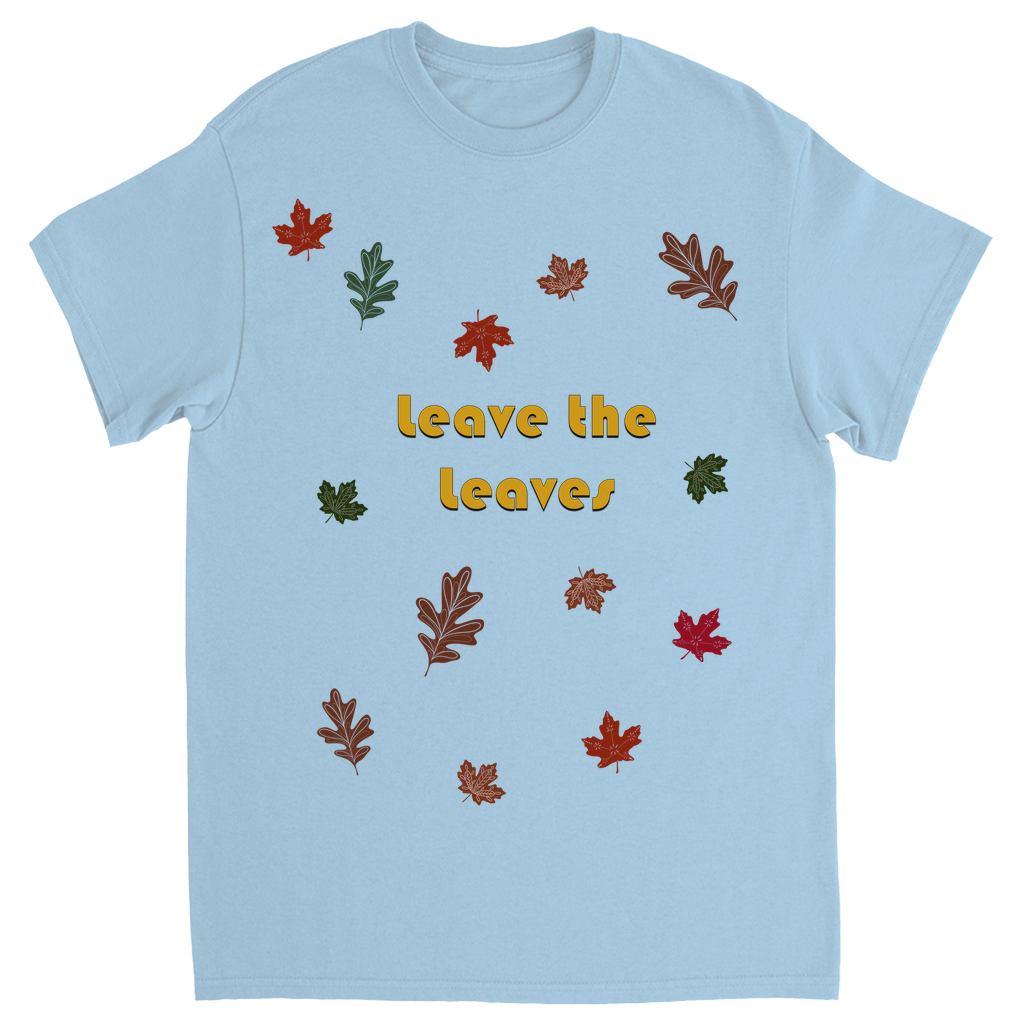 Leave the Leaves Autumn Leaves Unisex Adult T-Shirt Light Blue Shirts & Tops apparel