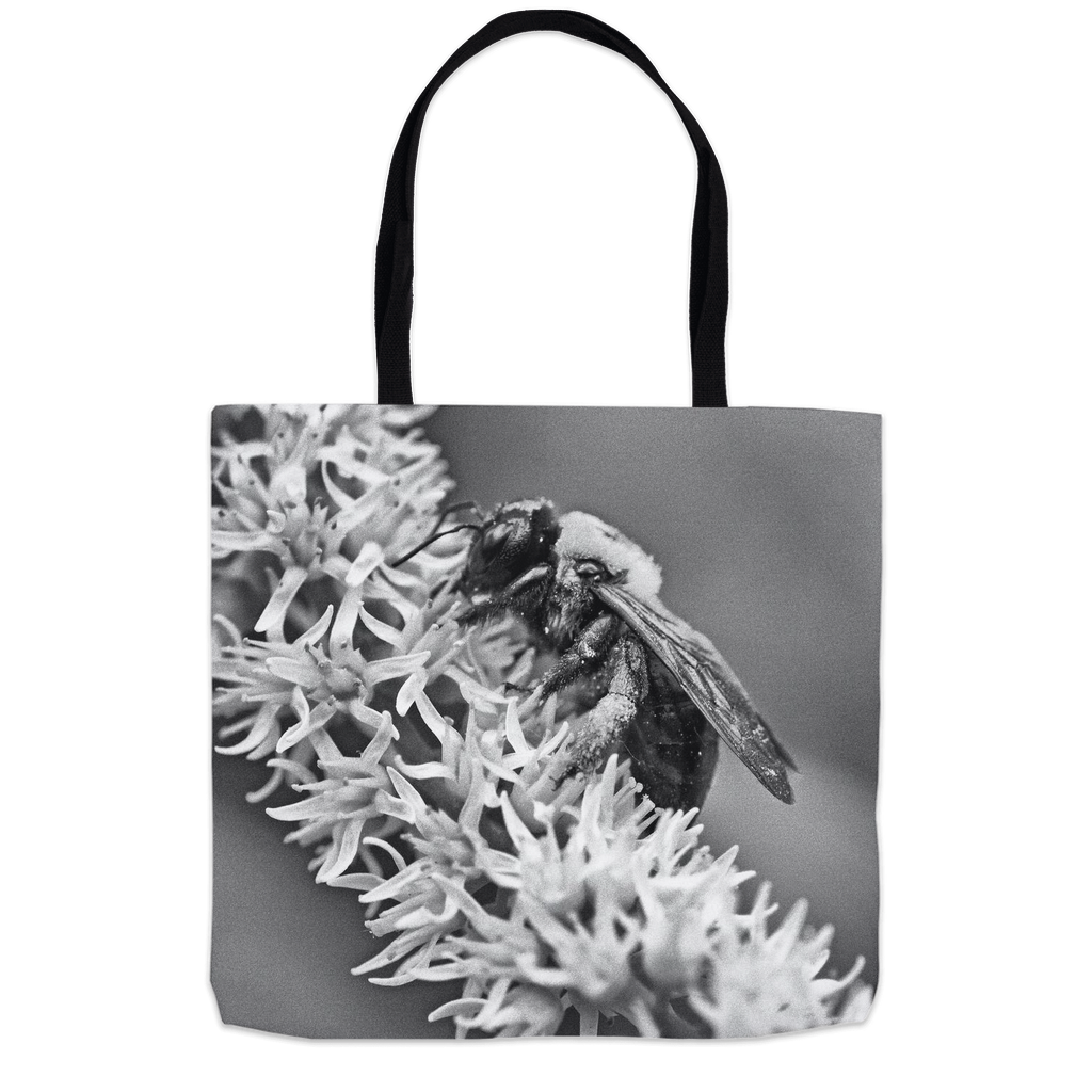 B&W Bee Tote Bag 18x18 inch Shopping Totes bee tote bag gift for bee lover gifts original art tote bag totes zero waste bag