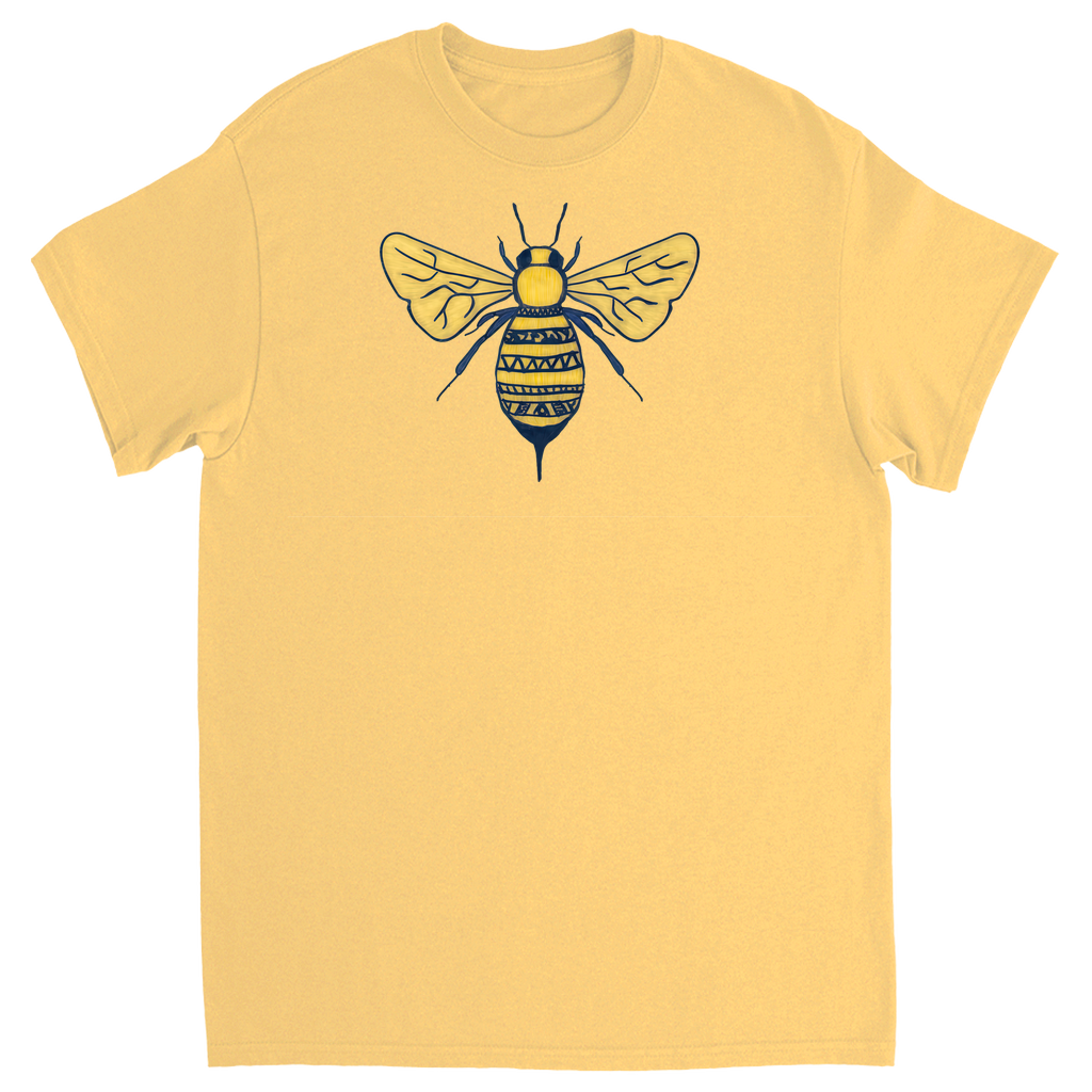 Deep Yellow Doodle Bee Unisex Adult T-Shirt Yellow Haze Shirts & Tops apparel