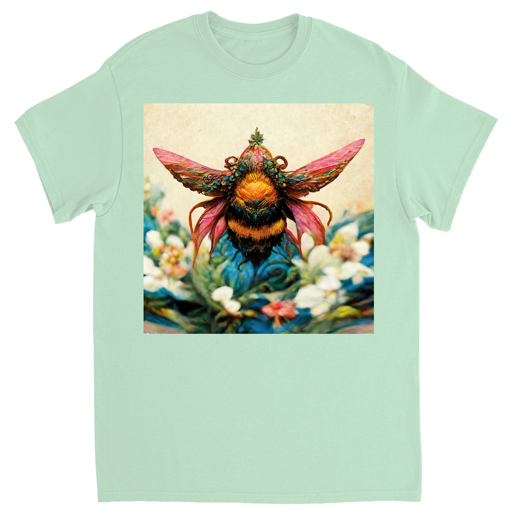 Fantasy Bee Hovering on Flower Unisex Adult T-Shirt Mint Shirts & Tops apparel Fantasy Bee Hovering on Flower
